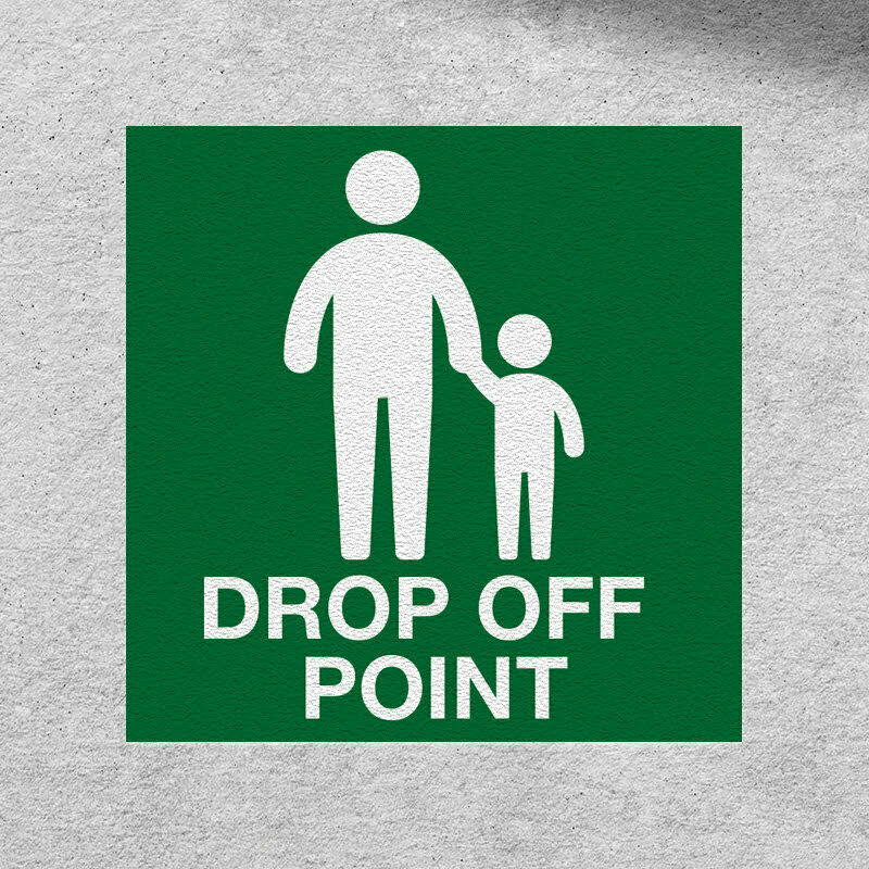 drop off point square sticker